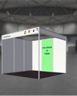 Bedrukte beurswand in frame per paneel 96,6x242cm