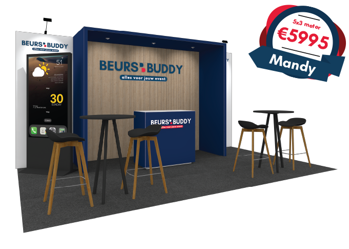 verhuur beursstand 5x3 meter Mandy angle