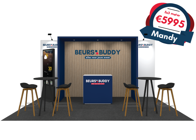 verhuur beursstand 5x3 meter Mandy front