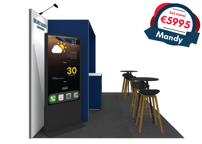verhuur beursstand 5x3 meter Mandy side